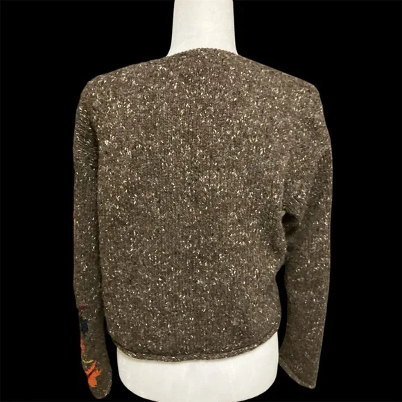 Vintage Multicolor Leaf Pattern Cardigan - Picture 4 of 6